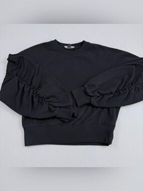 AllSaints Sweatshirt Gathered Sleeve Black Small